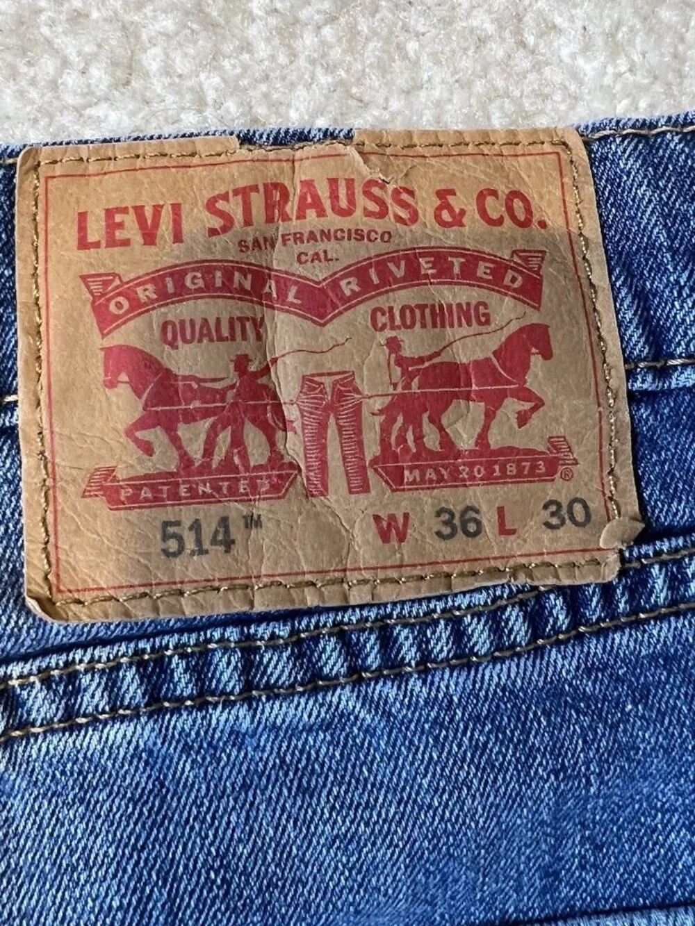 Levi's 514 Straight Fit Jeans 36x30 Medium Wash Denim